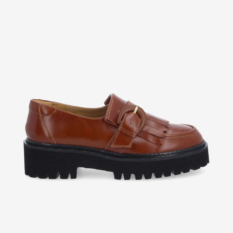 MYSEN BUCKLE W - LACQUER LEATHER - COGNAC